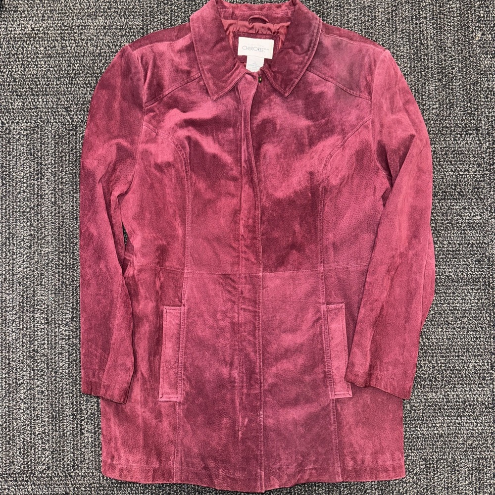 Cherokee Leather Suede Zipper Front Coat‎ Women's Large  Great Condition